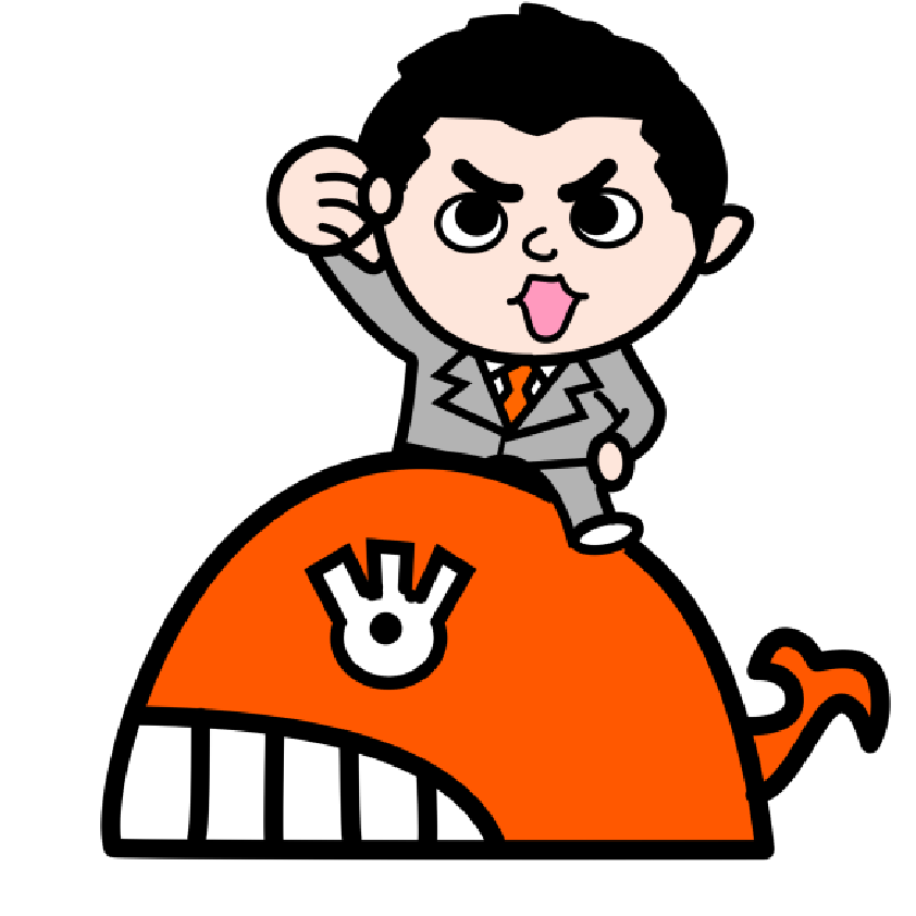 下地ミキオとクジラキャラクター